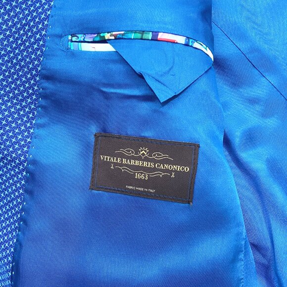 Vitale Barberis Canonico Blue Wool Sport Coat Blazer Men's Size 36 Made In Italy - Picture 7 of 12
